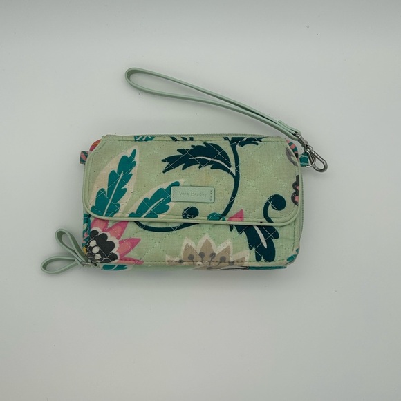 Vera Bradley Mint Green and Pink Floral Wristlet - Picture 2 of 6